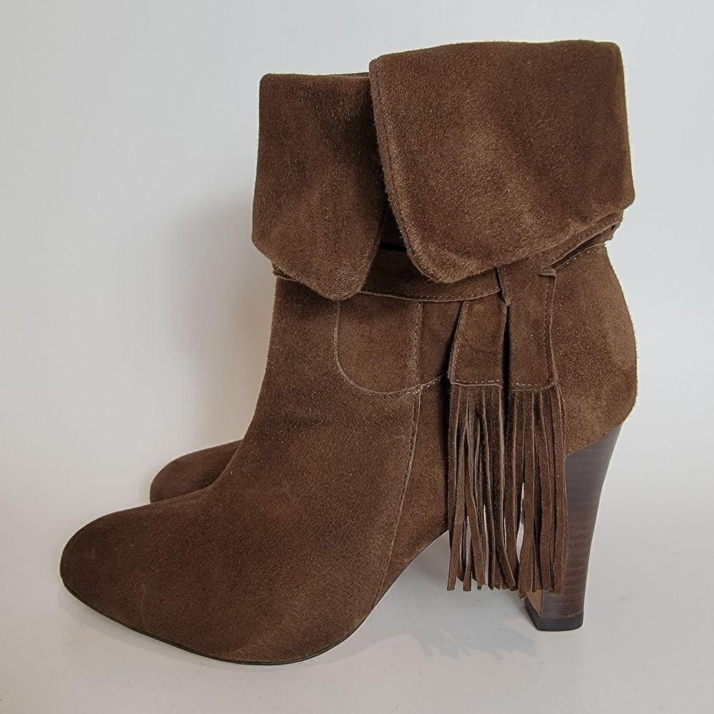 Johnston & Murphy Keaton Brown Suede Cuff Fringe Boot Size 9 CLEARANCE